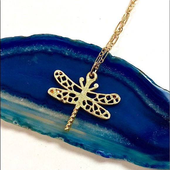 Dragonfly Necklace, Butterfly, Flower, Minimalist - Picture 3 of 10